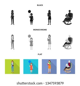 Vector illustration of character and avatar  sign. Collection of character and portrait stock vector illustration.