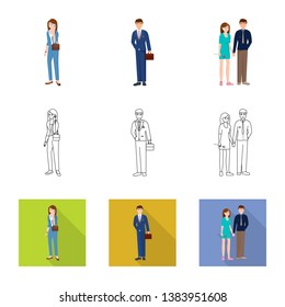 Vector illustration of character and avatar  sign. Set of character and portrait stock vector illustration.