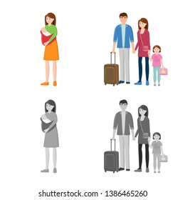 Vector illustration of character and avatar  sign. Collection of character and portrait stock vector illustration.
