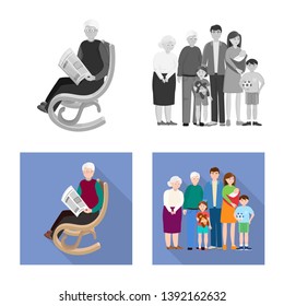 Vector illustration of character and avatar  sign. Collection of character and portrait vector icon for stock.