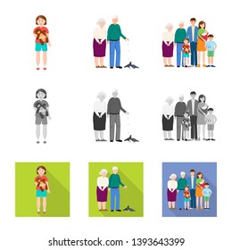 Vector illustration of character and avatar  sign. Collection of character and portrait stock vector illustration.