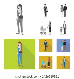 Vector illustration of character and avatar sign. Set of character and portrait stock symbol for web.