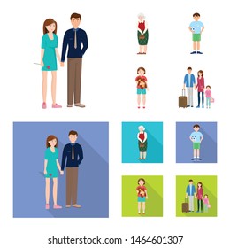 Vector illustration of character and avatar sign. Set of character and portrait stock symbol for web.