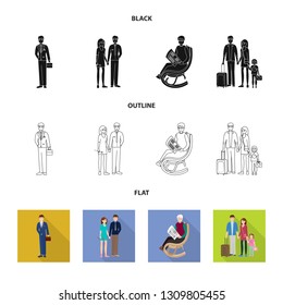 Vector illustration of character and avatar  symbol. Set of character and portrait stock vector illustration.