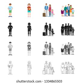 Vector illustration of character and avatar  symbol. Set of character and portrait stock symbol for web.