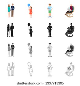 Vector illustration of character and avatar  symbol. Collection of character and portrait stock symbol for web.