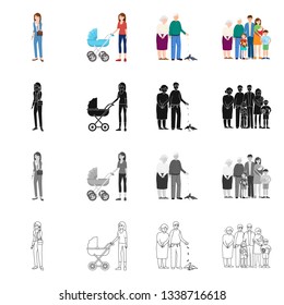 Vector illustration of character and avatar  symbol. Collection of character and portrait vector icon for stock.