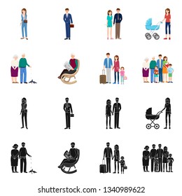 Vector illustration of character and avatar  symbol. Collection of character and portrait stock vector illustration.