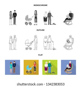 Vector illustration of character and avatar  symbol. Collection of character and portrait vector icon for stock.