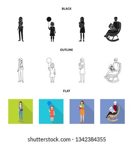 Vector illustration of character and avatar  symbol. Collection of character and portrait stock vector illustration.
