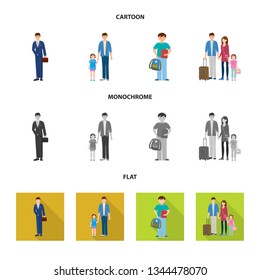 Vector illustration of character and avatar  symbol. Collection of character and portrait vector icon for stock.