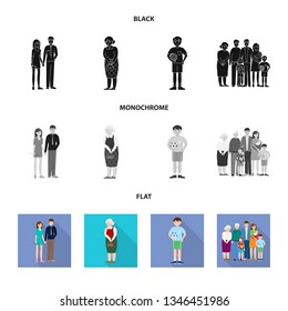 Vector illustration of character and avatar  symbol. Set of character and portrait stock symbol for web.