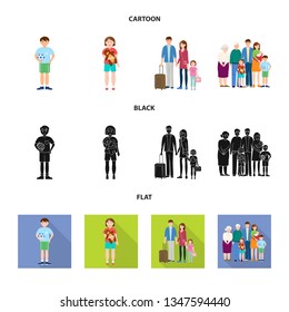 Vector illustration of character and avatar  symbol. Set of character and portrait stock vector illustration.