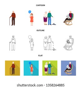 Vector illustration of character and avatar  symbol. Set of character and portrait stock symbol for web.