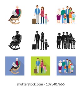 Vector illustration of character and avatar  symbol. Collection of character and portrait vector icon for stock.
