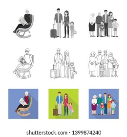 Vector illustration of character and avatar  symbol. Set of character and portrait vector icon for stock.