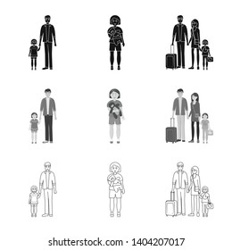 Vector illustration of character and avatar  symbol. Collection of character and portrait stock vector illustration.