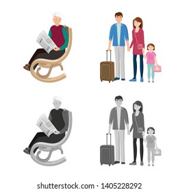 Vector illustration of character and avatar  symbol. Collection of character and portrait vector icon for stock.