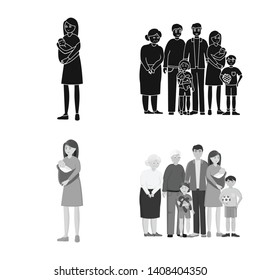 Vector illustration of character and avatar  symbol. Collection of character and portrait stock vector illustration.