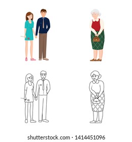 Vector illustration of character and avatar  symbol. Collection of character and portrait vector icon for stock.