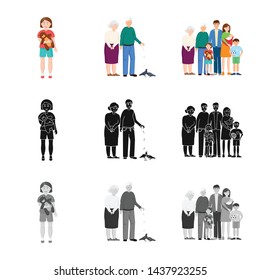 Vector illustration of character and avatar symbol. Collection of character and portrait stock symbol for web.