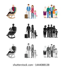 Vector illustration of character and avatar symbol. Collection of character and portrait stock vector illustration.