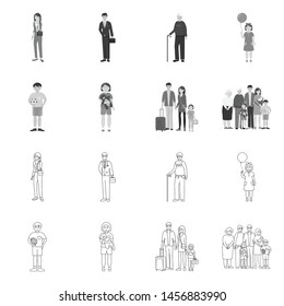 Vector illustration of character and avatar symbol. Collection of character and portrait stock symbol for web.