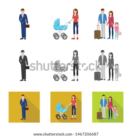 Vector illustration of character and avatar symbol. Collection of character and portrait stock symbol for web.