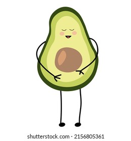 Vector illustration character avocado cheerful laughing. Cute avocado for postcard