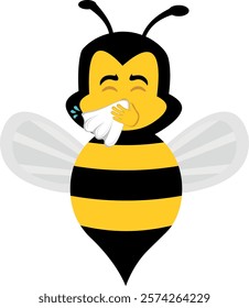 vector illustration character bee insect cartoon, with a headscarf, an eye patch and a pirate sword