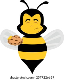 vector illustration character bee insect cartoon eating food bakery cookie chocolate chips