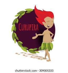 vector illustration the character of Brazilian legends and folklore stories, Curupira