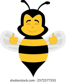 vector illustration character bug bee cartoon, with a happy expression and his hands with the thumbs up