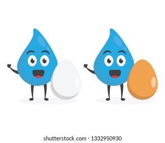 vector illustration character cartoon modern flat design brand of cute water blue mascot holding egg bird chicken cart in white background