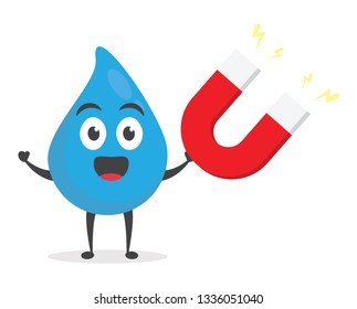 vector illustration character cartoon modern flat design brand of cute water blue mascot holding magnet red in white background