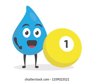 vector illustration character cartoon modern flat design brand of cute water blue mascot holding billiard ball in white background