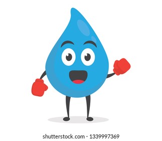 vector illustration character cartoon modern flat design brand of cute water blue mascot boxing red glove sport in white background