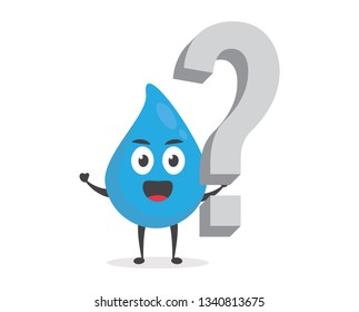 vector illustration character cartoon modern flat design brand of cute water blue mascot holding question mark in white background