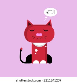 Vector illustration character cat sleeping. Cute kitty cat vector illustration set with different cat breeds, toys, and food. Draw doodle style.