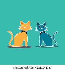 Vector illustration character cat sleeping. Cute kitty cat vector illustration set with different cat breeds, toys, and food. Draw doodle style.
