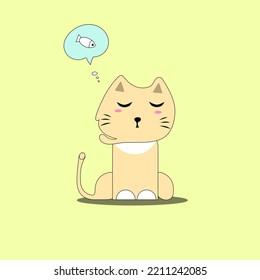 Vector illustration character cat sleeping. Cute kitty cat vector illustration set with different cat breeds, toys, and food. Draw doodle style.