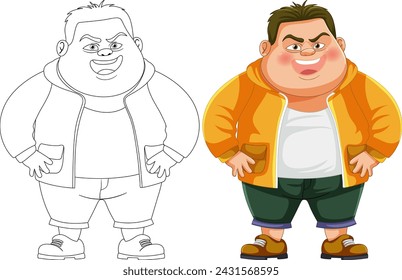 Vector illustration of a character, colored and outlined