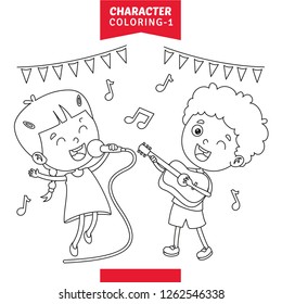 Vector Illustration Of Character Coloring Page
