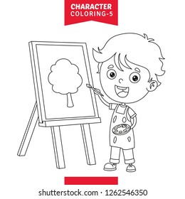 Vector Illustration Of Character Coloring Page