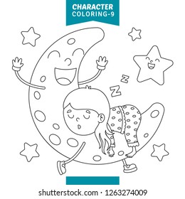 Vector Illustration Of Character Coloring Page