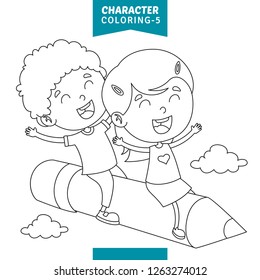 Vector Illustration Of Character Coloring Page