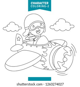 Vector Illustration Of Character Coloring Page