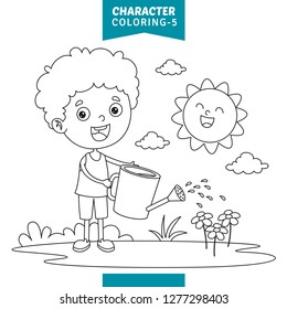 Vector Illustration Of Character Coloring Page
