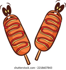 Vector illustration character corndog asian street food isolated on white background