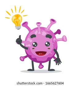 vector illustration of character or corona virus mascot got idea